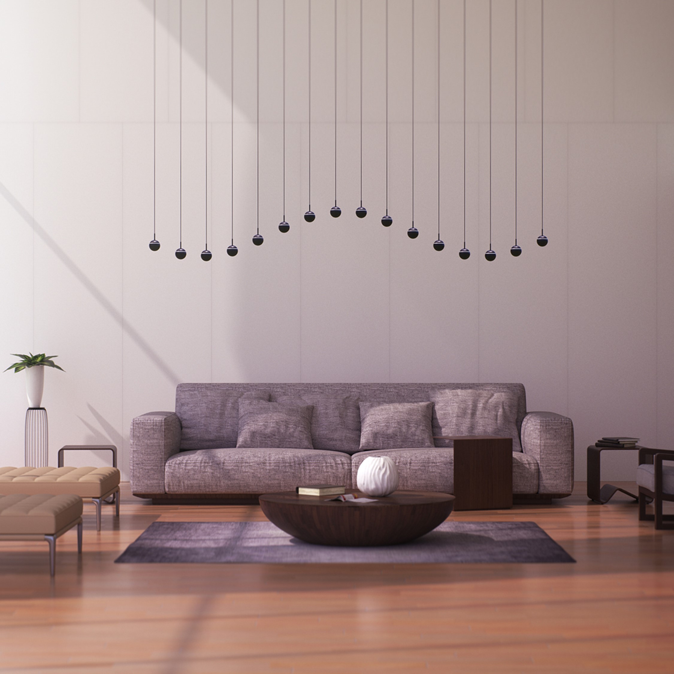 aménagement et décoration d'un salon style épuré et moderne